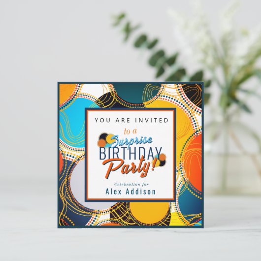 Kleurrijke Retro 80's Verrassing Uitnodiging (Staand voorkant)