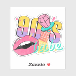 Kleurrijke Retro 90's Babe Lippen Ring Pop Sticker