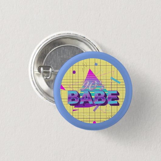 Kleurrijke Retro 90's Babe Ronde Button 3,2 Cm (Voorkant /achterkant)
