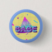 Kleurrijke Retro 90's Babe Ronde Button 3,2 Cm (Voorkant)