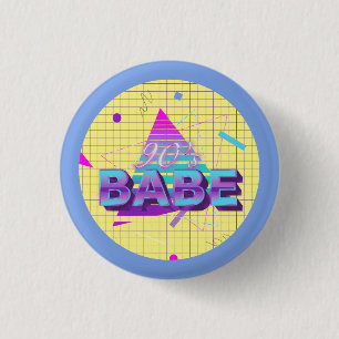 Kleurrijke Retro 90's Babe Ronde Button 3,2 Cm