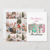 Kleurrijke Retro 9 Foto Vrolijk Kerstfeest Feestdagenkaart (Voorkant)