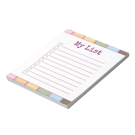 Kleurrijke Retro Aangepaste Checklist Lined Notitieblok (Linkerzijde)