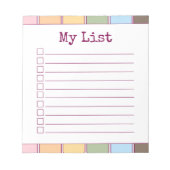 Kleurrijke Retro Aangepaste Checklist Lined Notitieblok (Voorkant)
