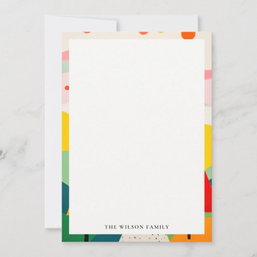 Kleurrijke Retro Abstracte Kerst Landschap Notitiekaartje (Voorkant)