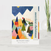 Kleurrijke Retro Abstracte Kerstmis Landschapsfoto Feestdagen Kaart (Voorkant)