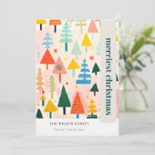 Kleurrijke Retro Abstracte Kerstmis Landschapsfoto Feestdagenkaart (Staand voorkant)