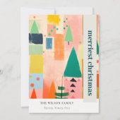 Kleurrijke Retro Abstracte Kerstmis Landschapsfoto Feestdagenkaart (Voorkant)