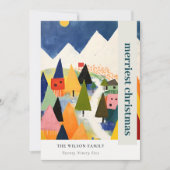 Kleurrijke Retro Abstracte Kerstmis Landschapsfoto Feestdagenkaart (Voorkant)