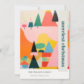 Kleurrijke Retro Abstracte Kerstmis Landschapsfoto Feestdagenkaart (Voorkant)