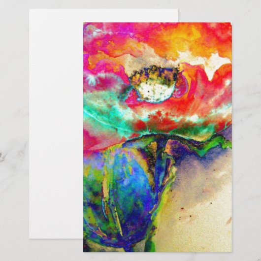 Kleurrijke retro Abstracte kleur waterverf schilde Briefpapier (Voorkant / Achterkant)