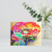 Kleurrijke retro Abstracte Poppy waterverf Briefkaart (Staand voorkant)