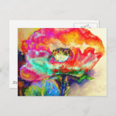 Kleurrijke retro Abstracte Poppy waterverf Briefkaart (Voorkant / Achterkant)