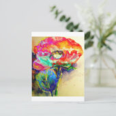 Kleurrijke retro Abstracte Poppy waterverf Briefkaart (Staand voorkant)