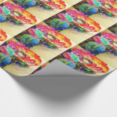 Kleurrijke retro Abstracte Poppy waterverf Cadeaupapier (Hoek)