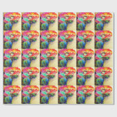 Kleurrijke retro Abstracte Poppy waterverf Cadeaupapier (Vlak)