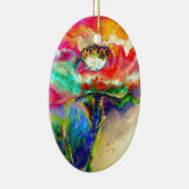 Kleurrijke retro Abstracte Poppy waterverf Keramisch Ornament (Rechts)