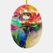 Kleurrijke retro Abstracte Poppy waterverf Keramisch Ornament (Voorkant)