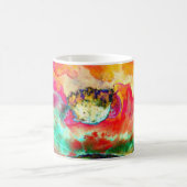 Kleurrijke retro Abstracte Poppy waterverf Koffiemok (Center)