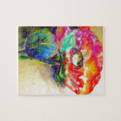 Kleurrijke retro Abstracte Poppy waterverf Legpuzzel (Horizontaal)