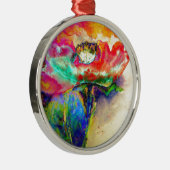 Kleurrijke retro Abstracte Poppy waterverf Metalen Ornament (Rechts)