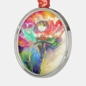 Kleurrijke retro Abstracte Poppy waterverf Metalen Ornament (Links)