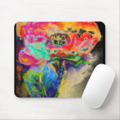 Kleurrijke retro Abstracte Poppy waterverf Muismat (Met muis)