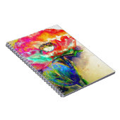 Kleurrijke retro Abstracte Poppy waterverf Notitieboek (Rechterzijde)