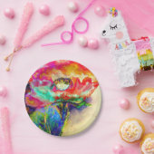 Kleurrijke retro Abstracte Poppy waterverf Papieren Bordje (Feest)