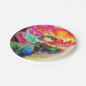 Kleurrijke retro Abstracte Poppy waterverf Papieren Bordje (Gekanteld)