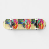 Kleurrijke retro Abstracte Poppy waterverf Skateboard (Horizontaal)