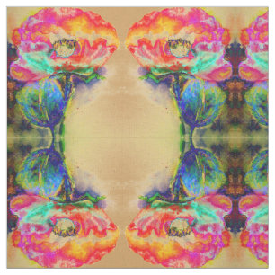 Kleurrijke retro Abstracte Poppy waterverf Stof
