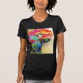 Kleurrijke retro Abstracte Poppy waterverf T-shirt (Voorkant)