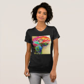 Kleurrijke retro Abstracte Poppy waterverf T-shirt (Voorkant volledig)