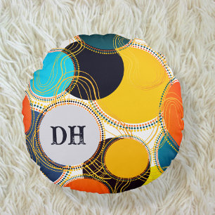 Kleurrijke Retro Abstracte Stippen Personaliseren Rond Kussen