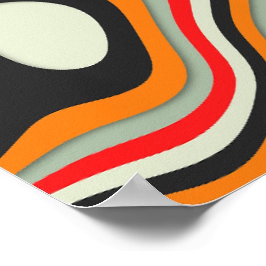 Kleurrijke Retro Abstracte Swirlies Poster (Hoek)