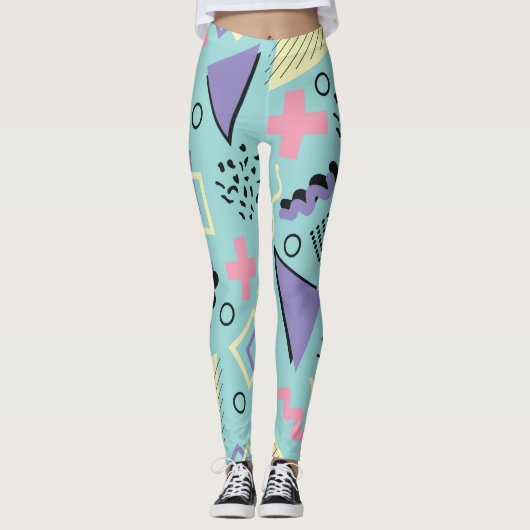 Kleurrijke retro Abstracte vormen Leggings (Voorkant)