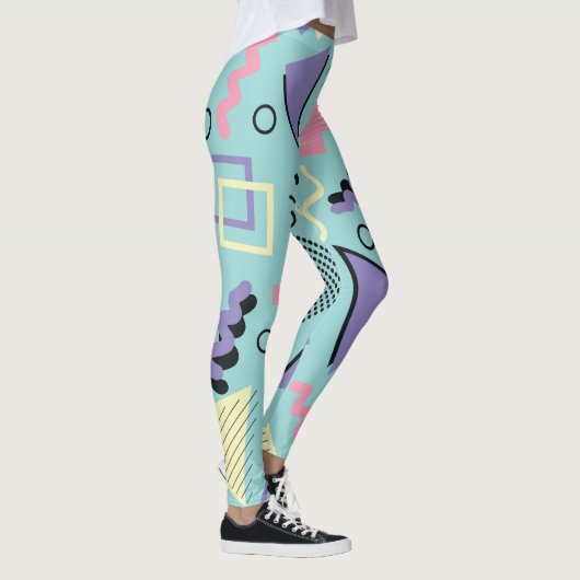 Kleurrijke retro Abstracte vormen Leggings (Rechts)