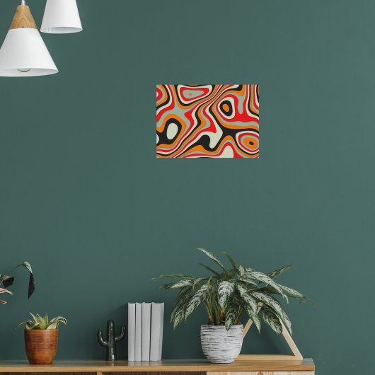 Kleurrijke Retro Abstracte Wervelingen Poster (Woonkamer 1)