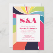 Kleurrijke retro art bruiloft kaart (Voorkant)