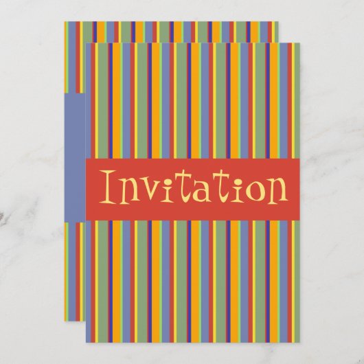 Kleurrijke Retro begin jaren 60 Stripes - Uitnodig Kaart (Voorkant / Achterkant)