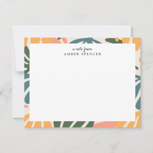 KLEURRIJKE RETRO BLADEREN GROOVY BOTANISCH ZOET NOTITIEKAARTJE (Voorkant)