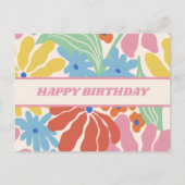 Kleurrijke Retro Bloem Happy Birthday Briefkaart (Voorkant)