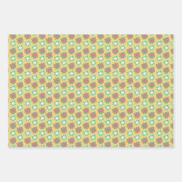 Kleurrijke retro bloem inpakpapier vel