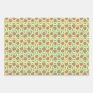 Kleurrijke retro bloem inpakpapier vel