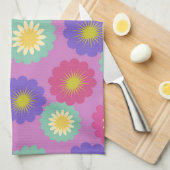 Kleurrijke Retro Bloem Keukenhanddoek (Quarter Fold)