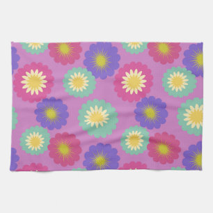 Kleurrijke Retro Bloem Keukenhanddoek