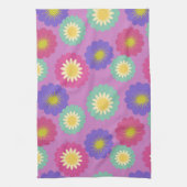 Kleurrijke Retro Bloem Keukenhanddoek (Verticaal)