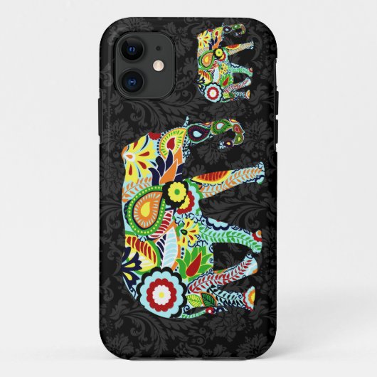 Kleurrijke retro bloemen abstracte olifant Case-Mate iPhone case (Achterkant)