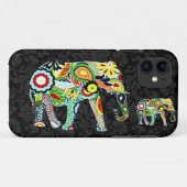 Kleurrijke retro bloemen abstracte olifant Case-Mate iPhone case (Achterkant (horizontaal))